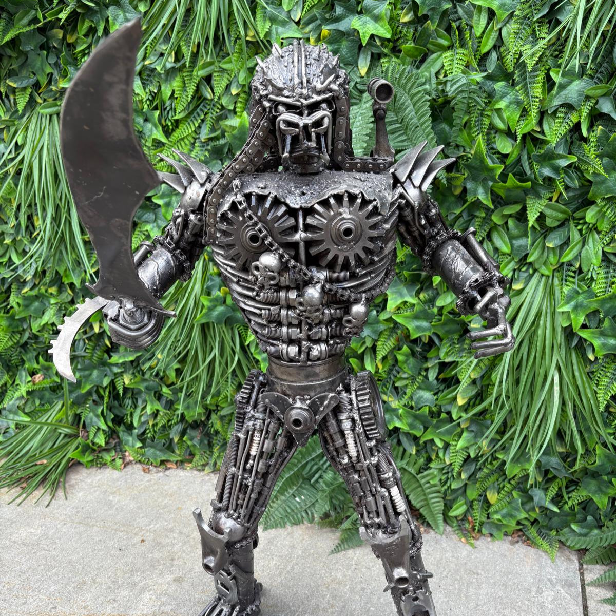 Predator with Sword Metal Sculpture
