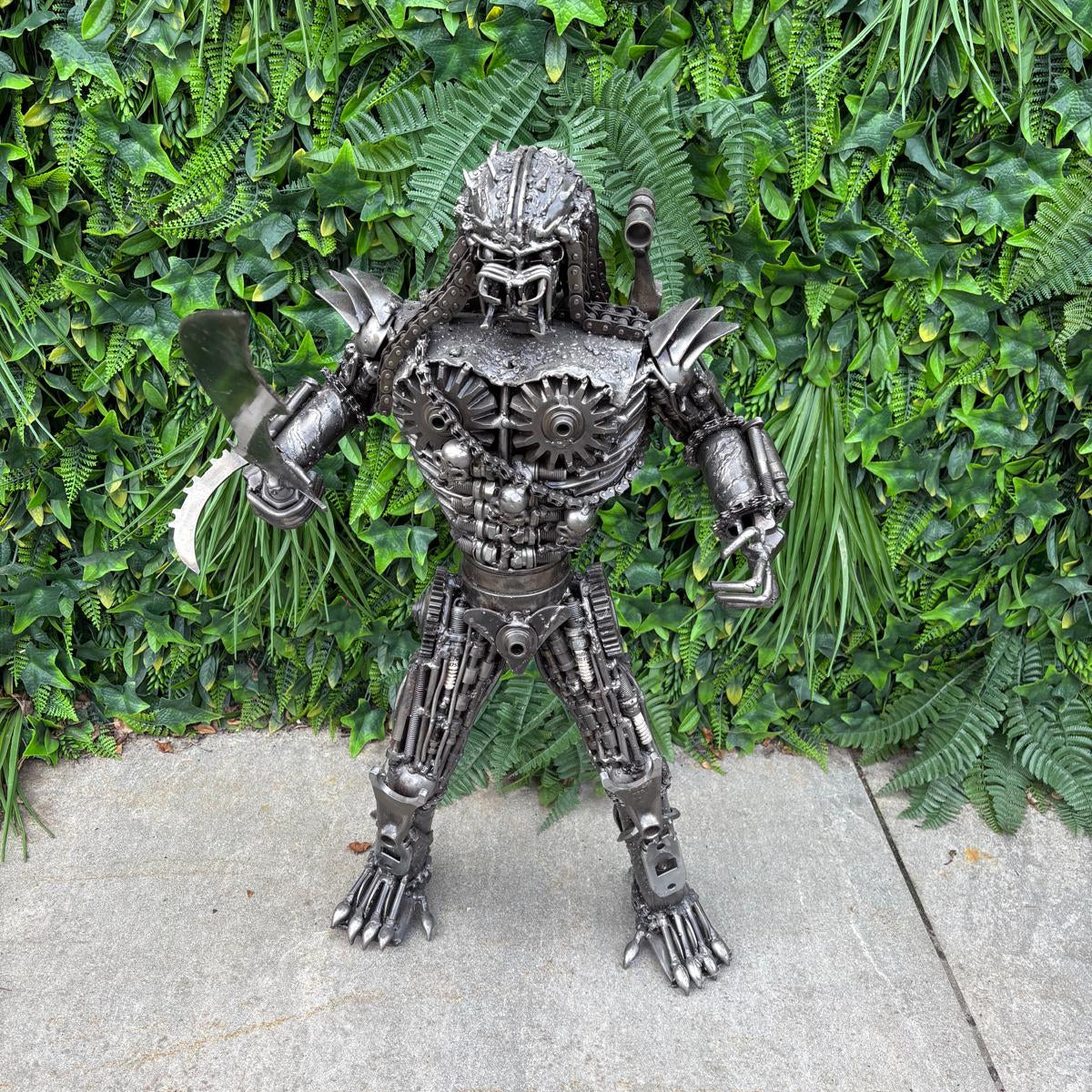 Predator with Sword Metal Sculpture