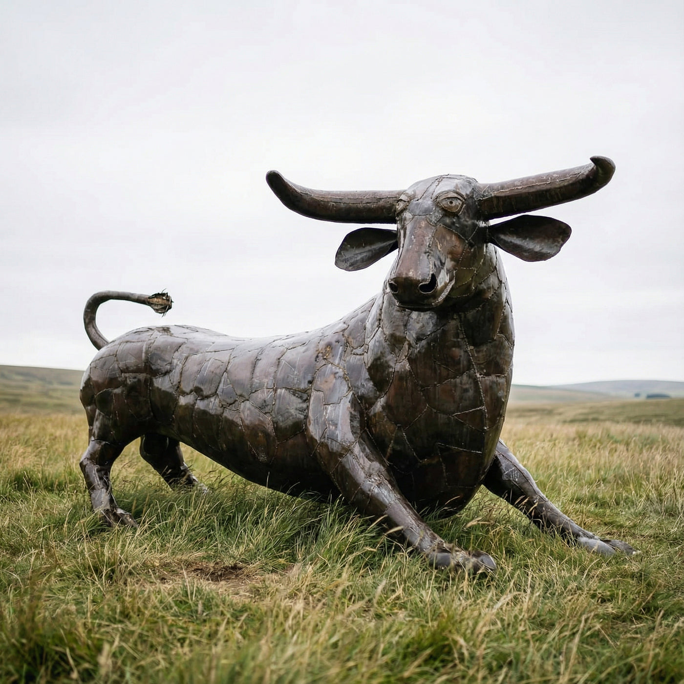 Huge Natural Bull Metal Sculpture