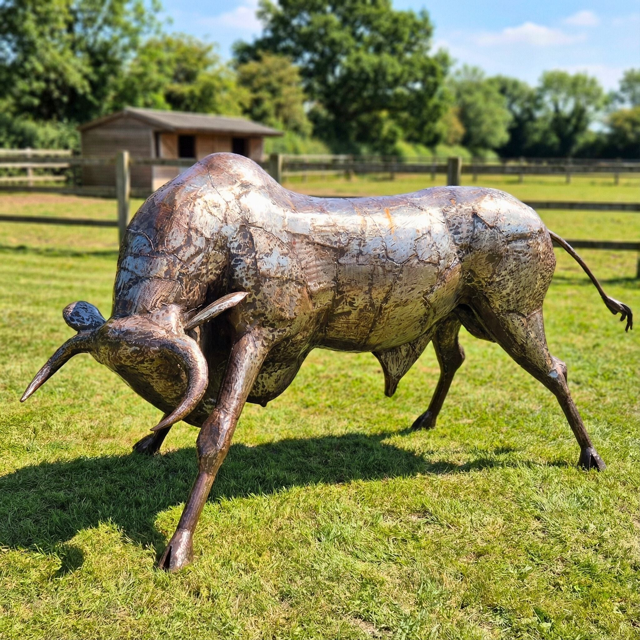 Spanish Bull Metal Sculpture