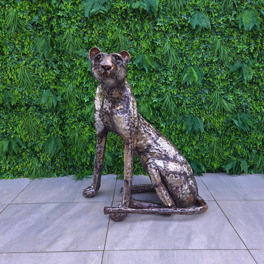 Cheetah Metal Sculpture Sitting