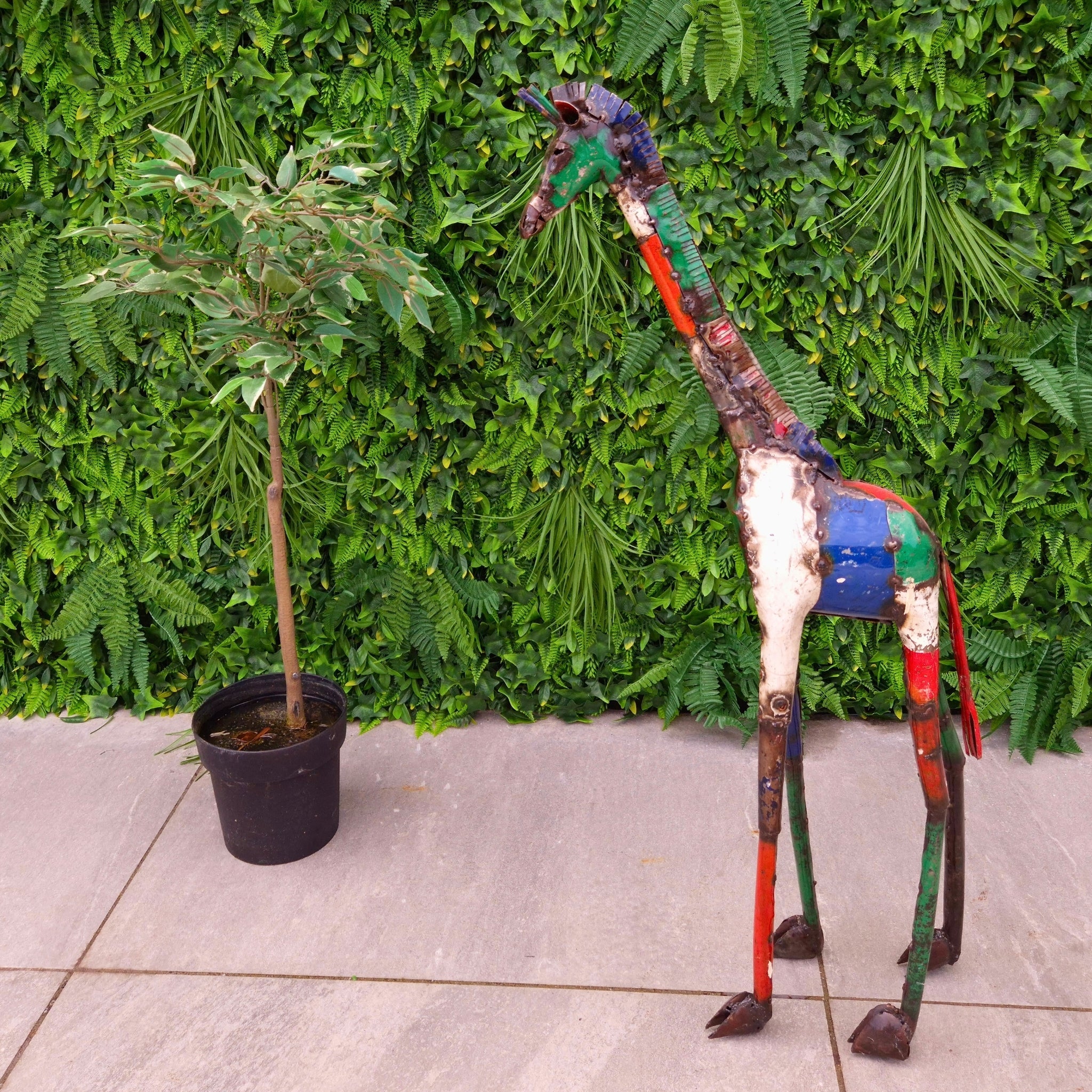 Colourful Giraffe Metal Sculpture 3ft - Pangea Sculptures
