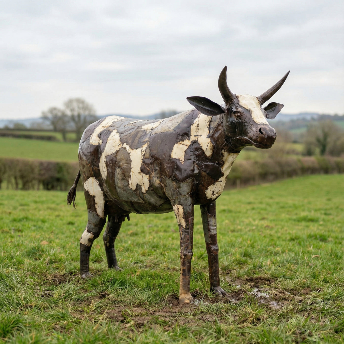 Adult Cow Metal Sculpture