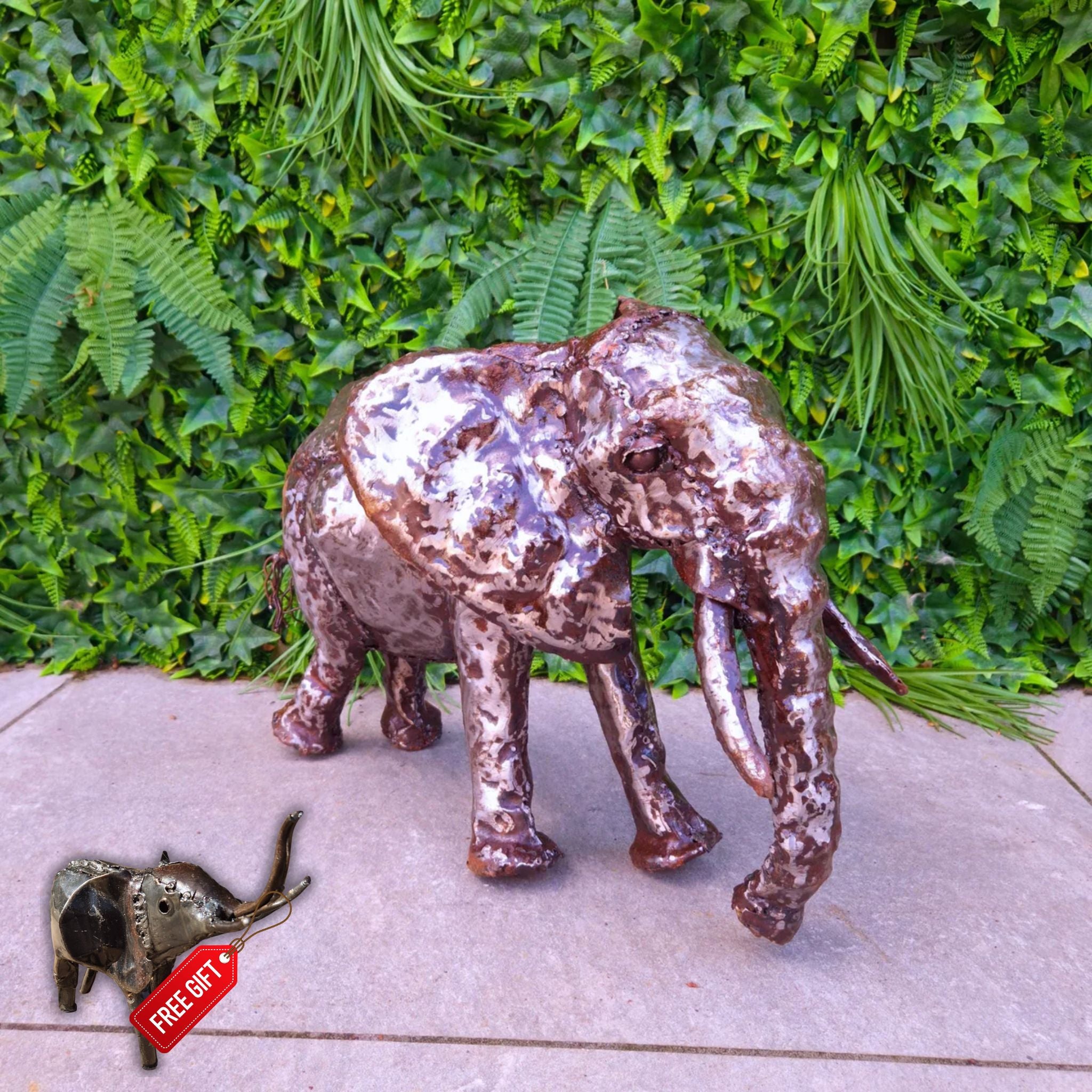 Elephant Metal Sculpture 1ft + Bonus Gift