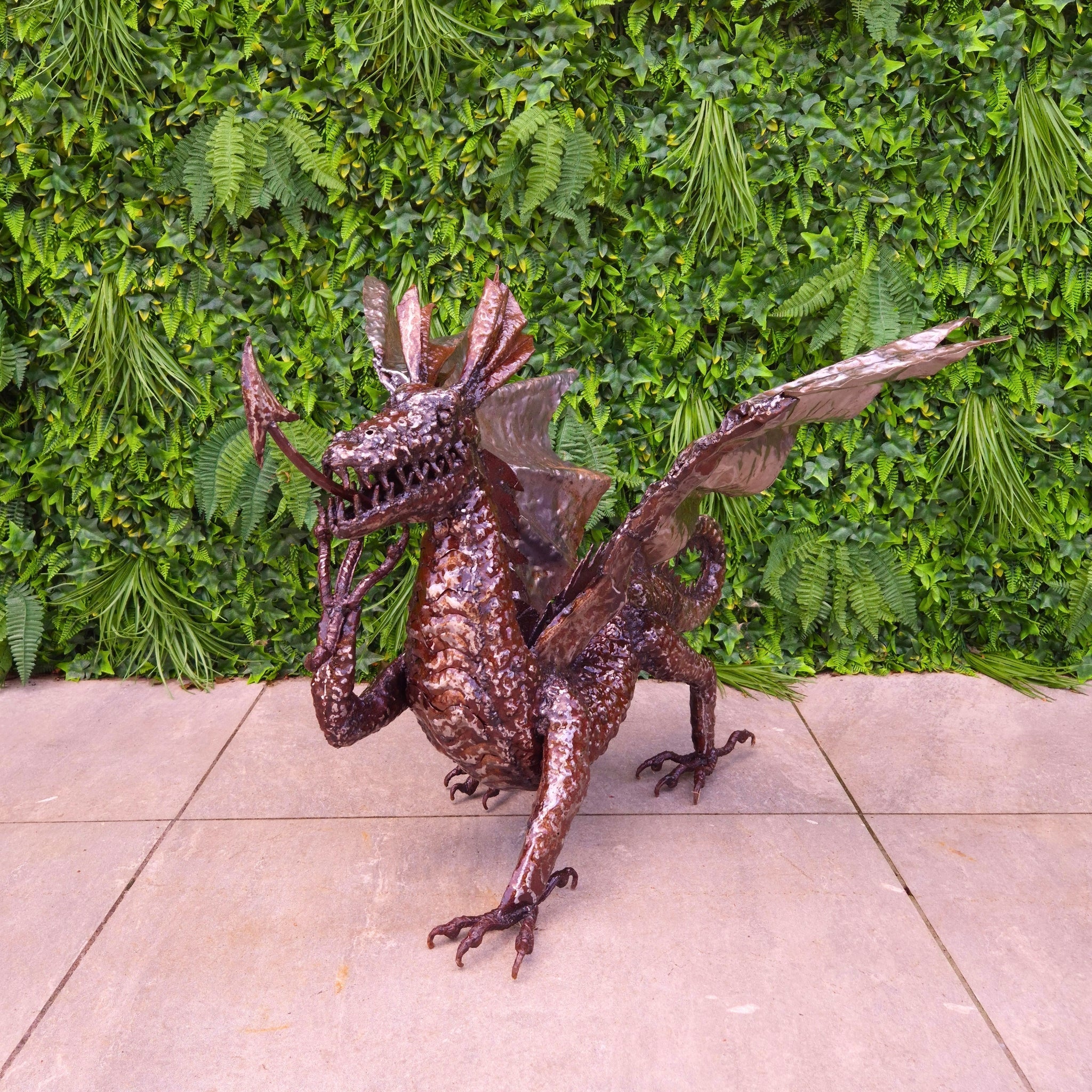 Medieval Dragon Metal Sculpture 3ft - Pangea Sculptures