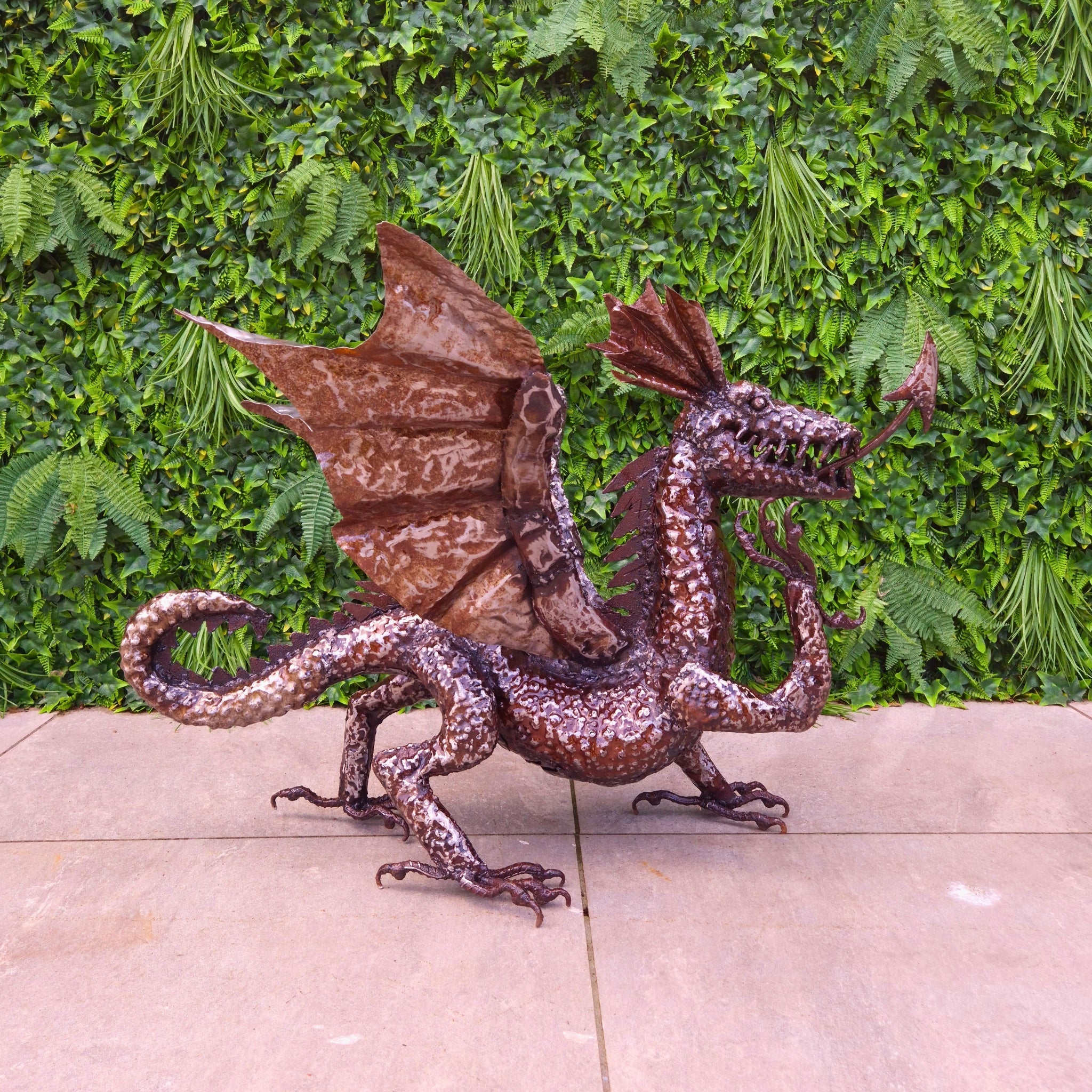 Medieval Dragon Metal Sculpture 3ft - Pangea Sculptures