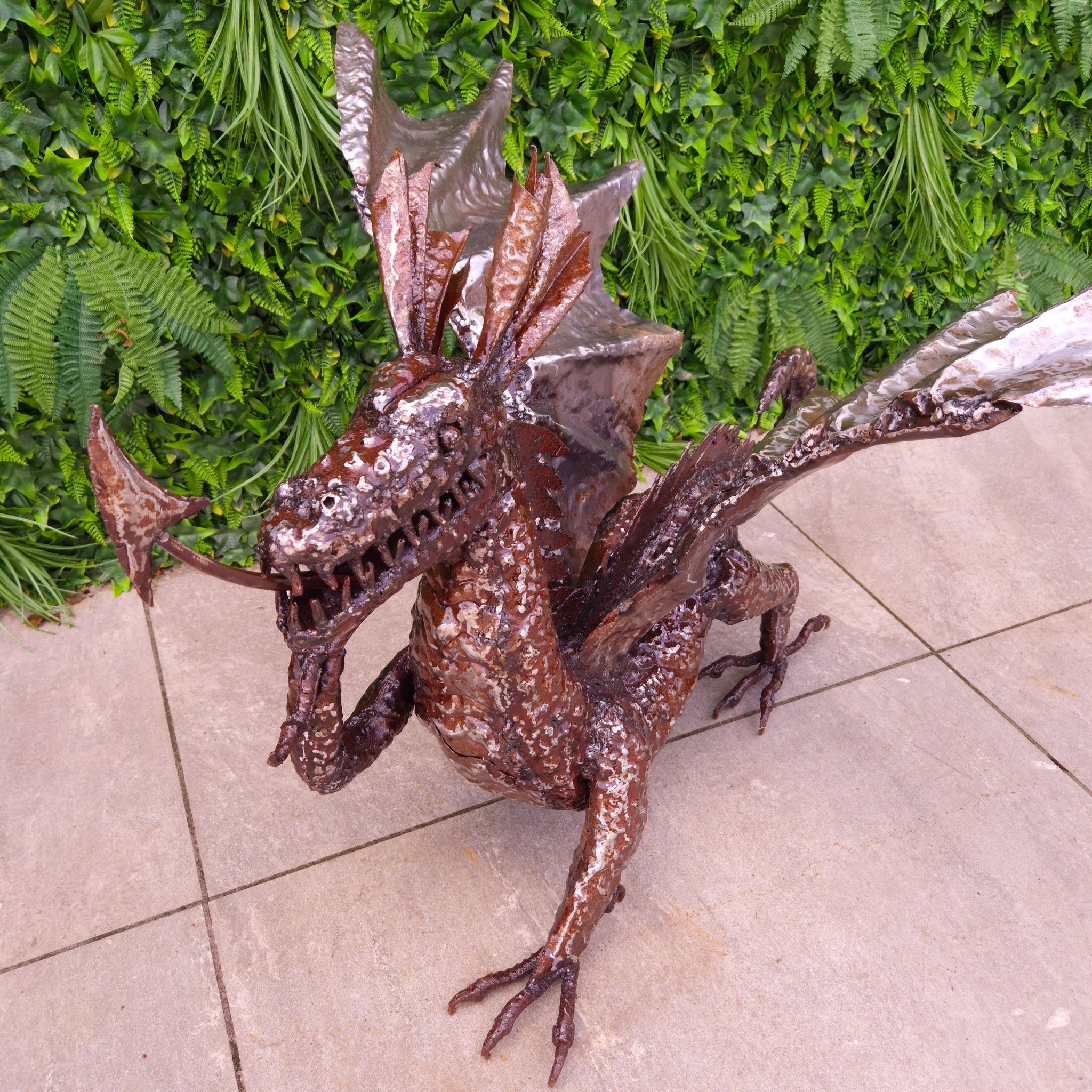 Medieval Dragon Metal Sculpture 3ft - Pangea Sculptures