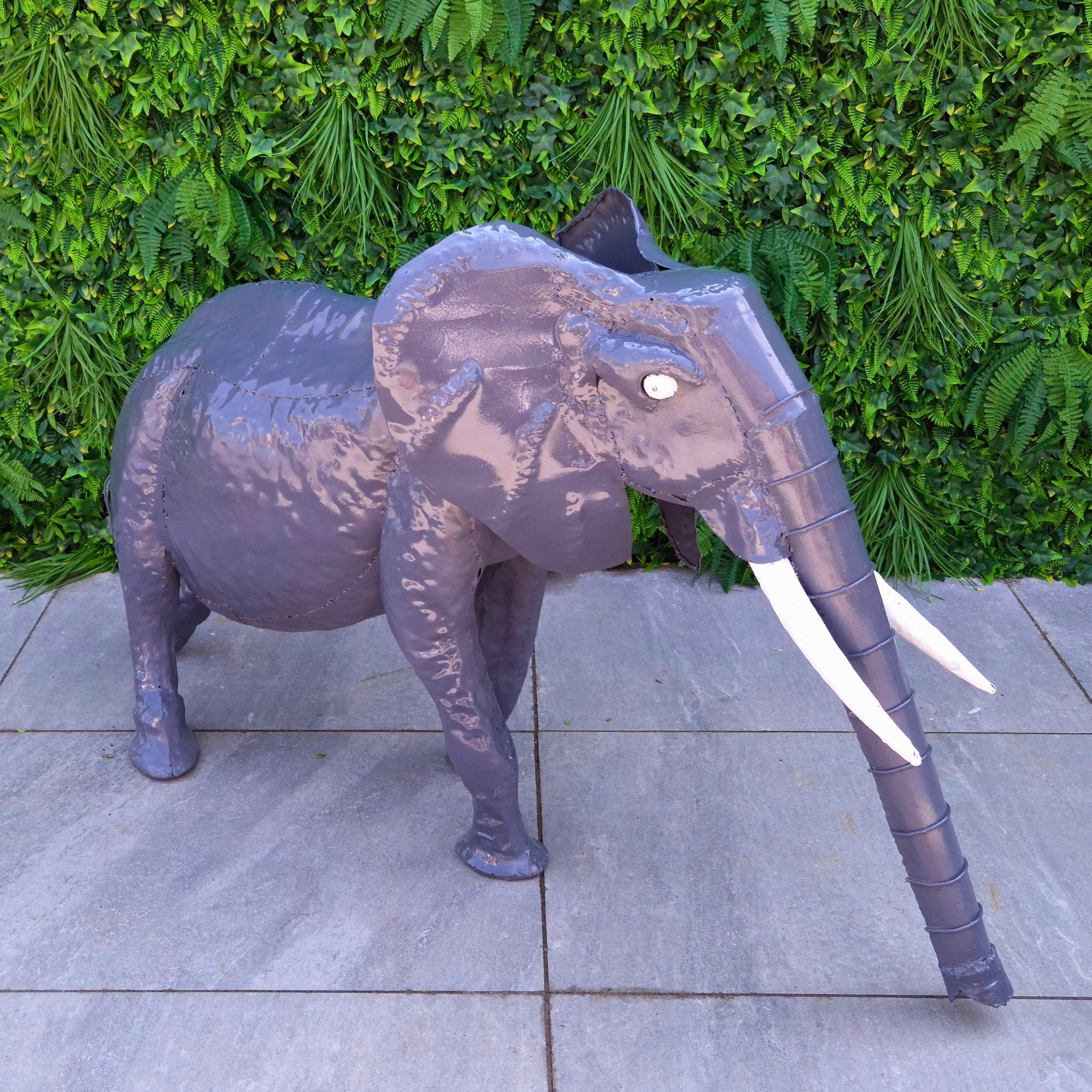 Painted Elephant Metal Sculpture - Pangea Sculptures