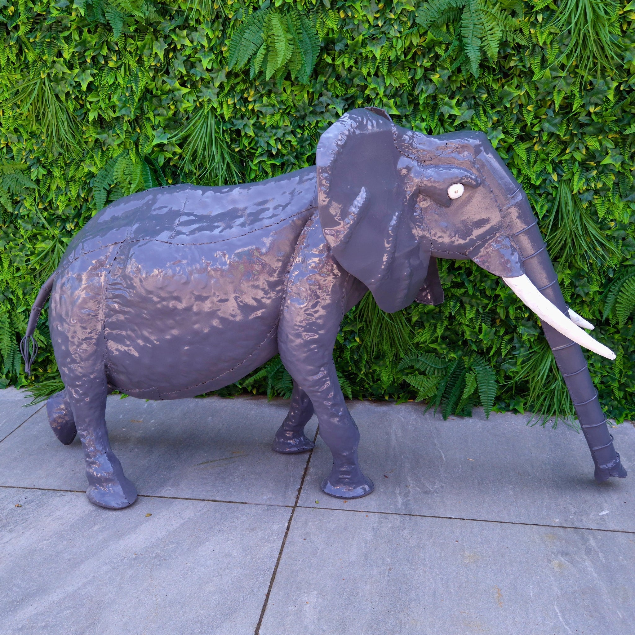 Painted Elephant Metal Sculpture - Pangea Sculptures