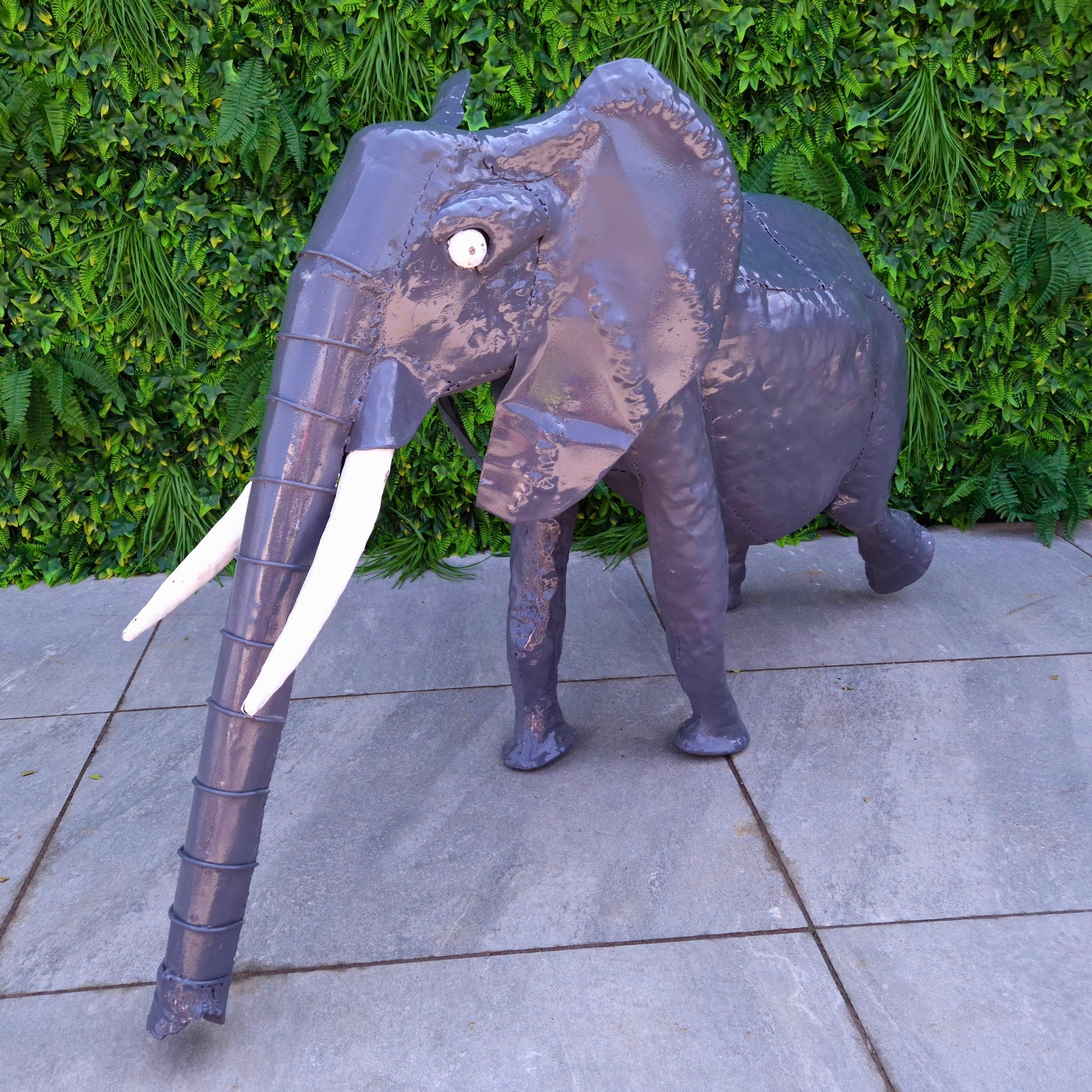 Painted Elephant Metal Sculpture - Pangea Sculptures