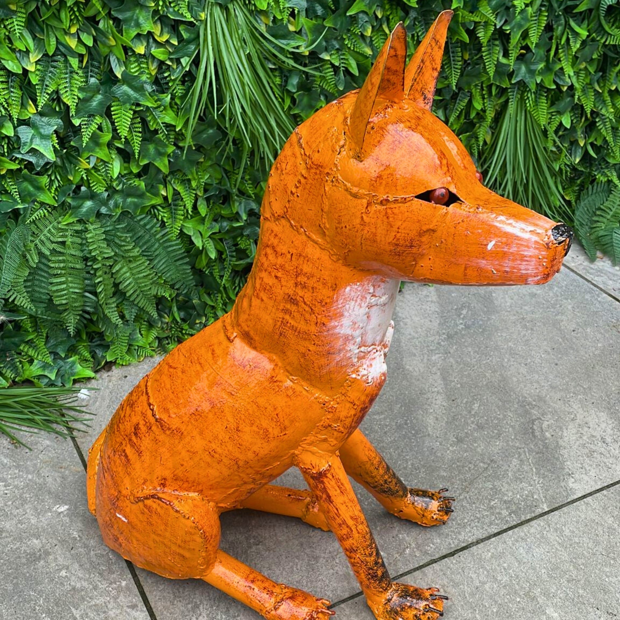 Painted Fox Metal Sculpture - Pangea Sculptures