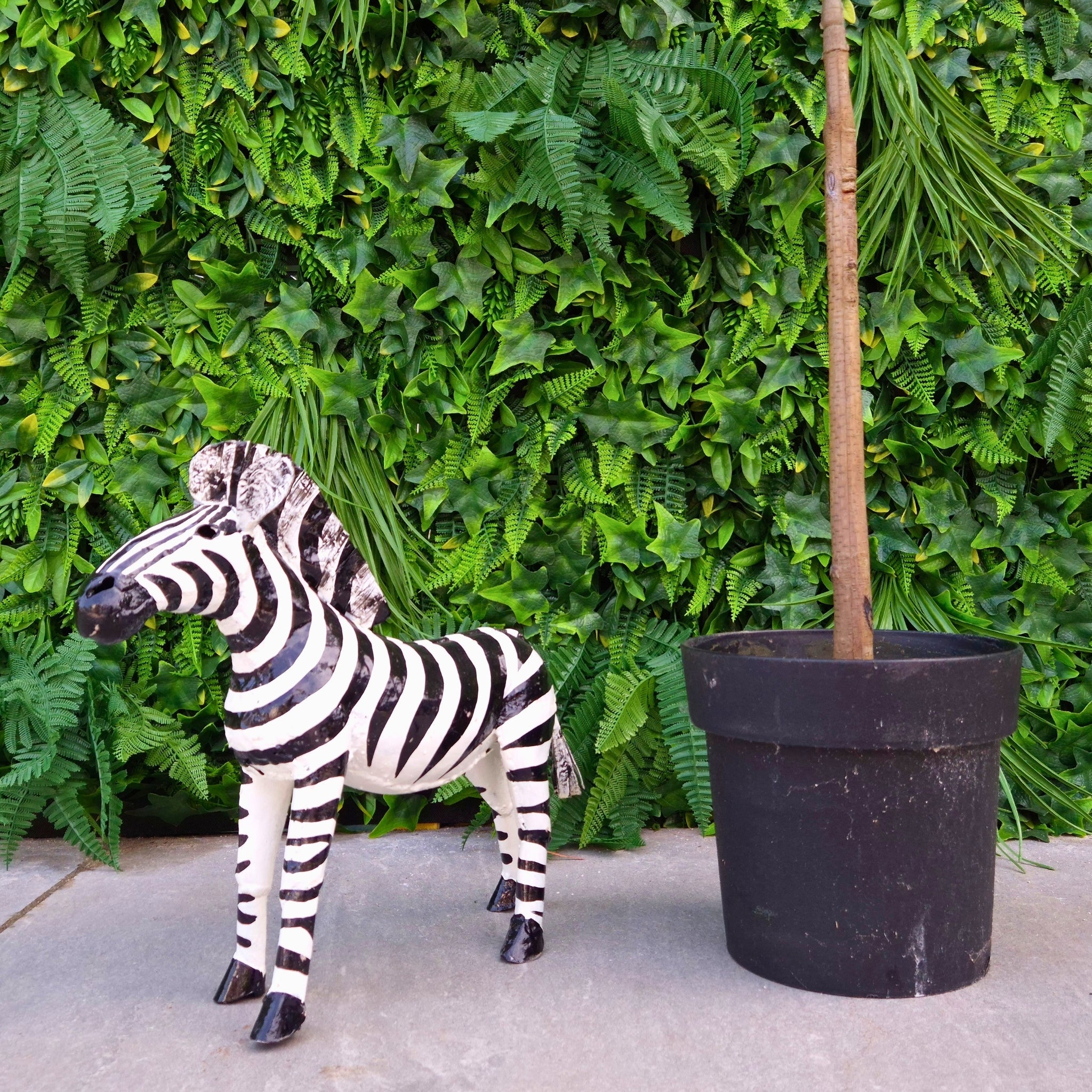 Small Painted Zebra Metal Sculpture - Pangea Sculptures