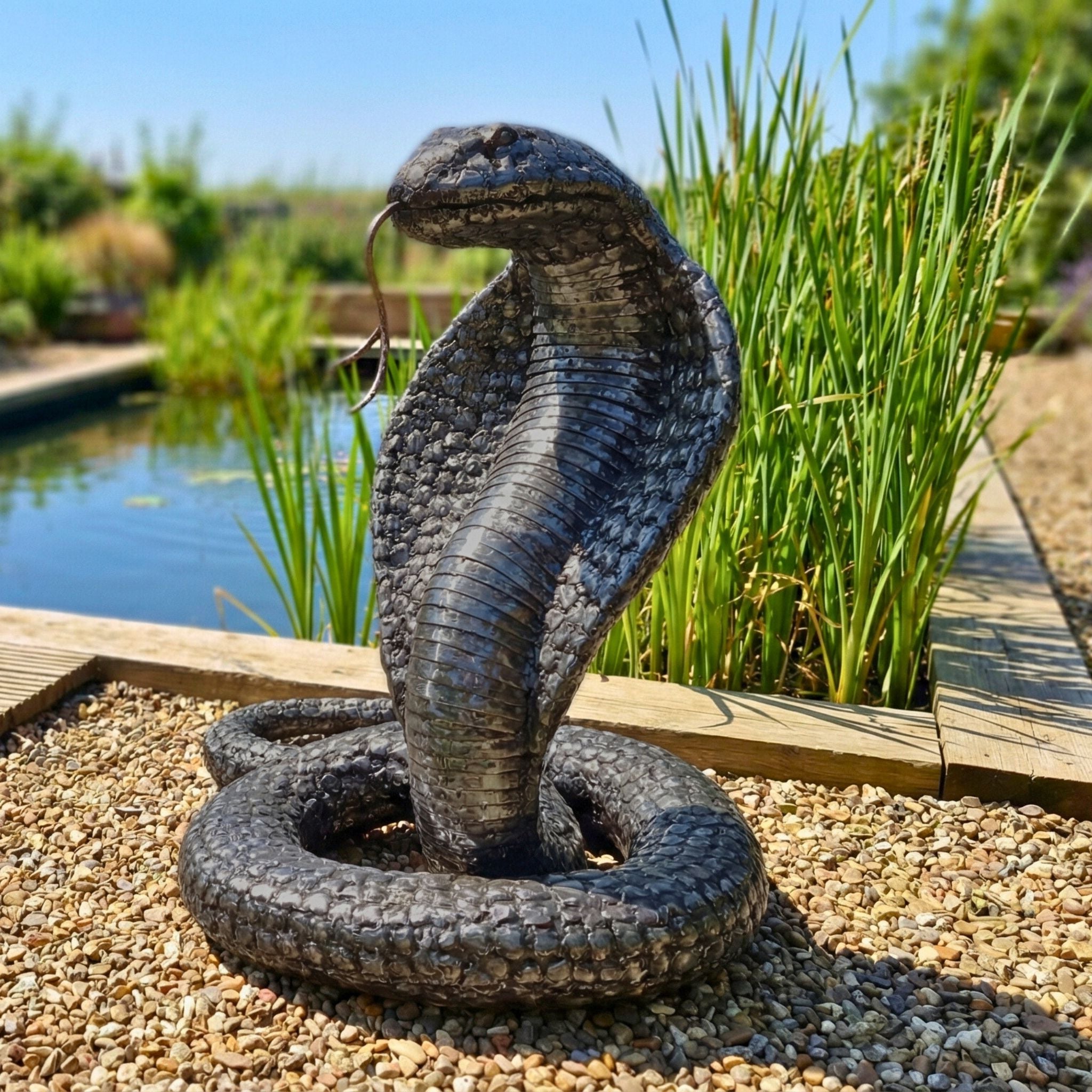 King Cobra Snake Metal Sculpture