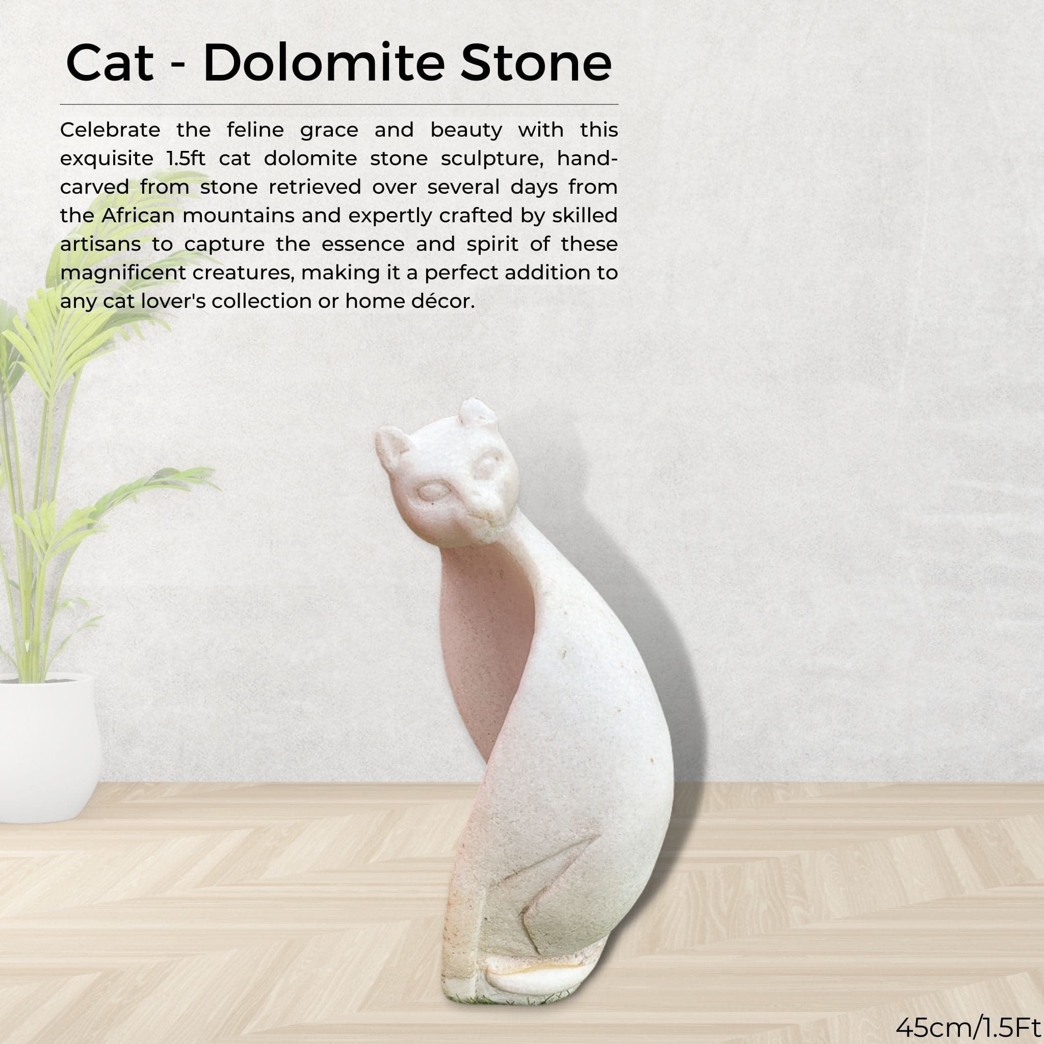 Cat - Dolomite Stone - Pangea Sculptures