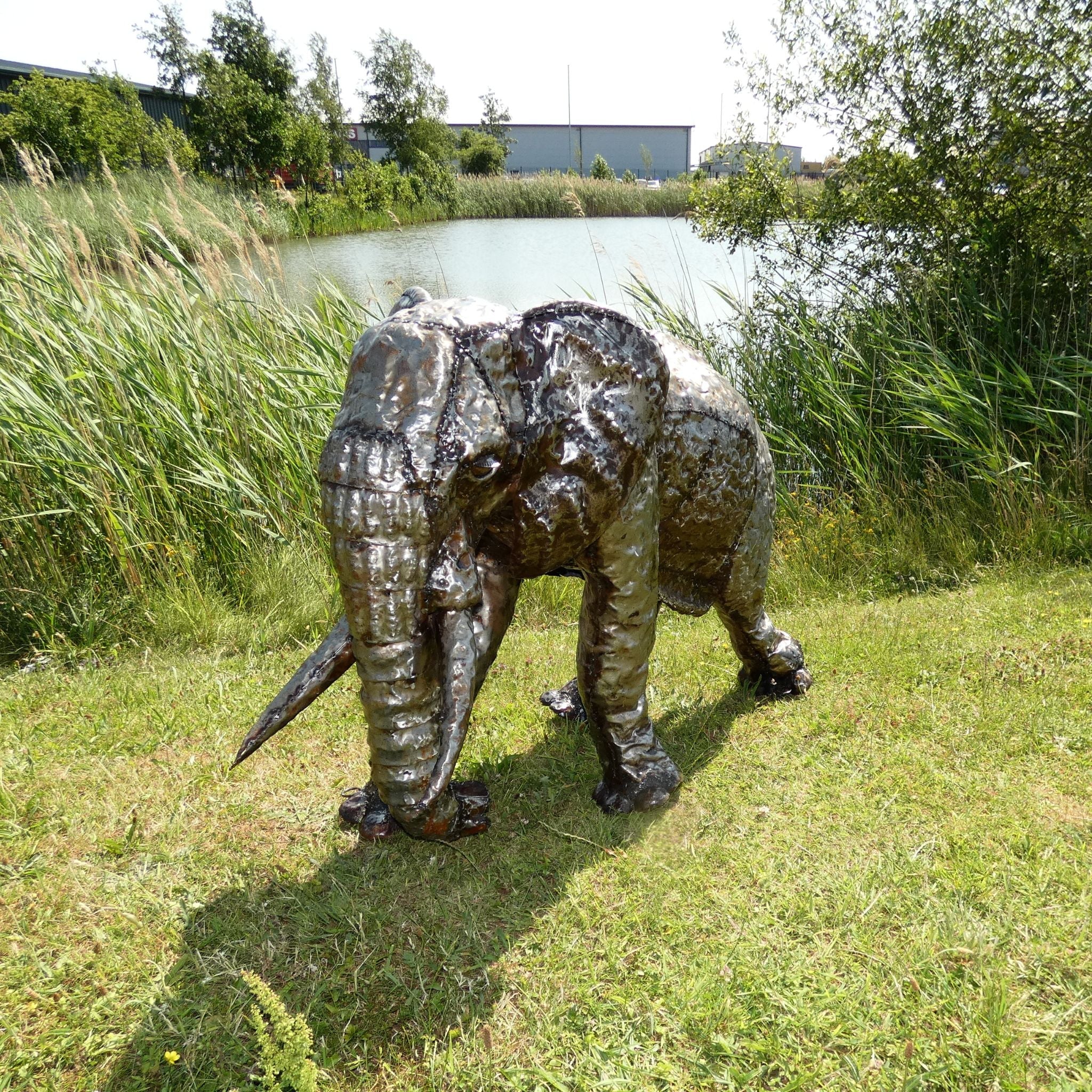 Natural Elephant Metal Sculptures - Pangea Sculptures