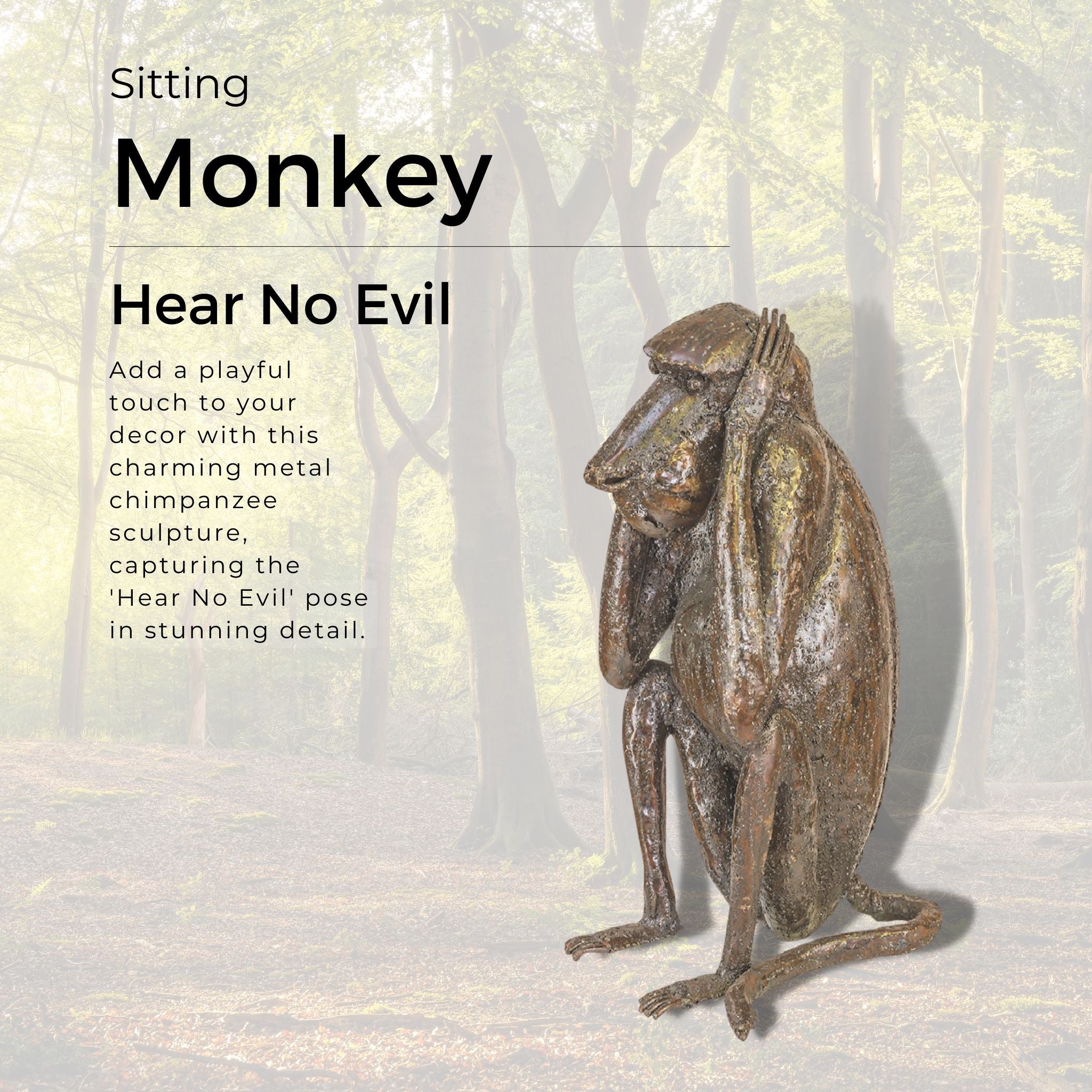 Natural Monkey (Hear No Evil) - Pangea Sculptures