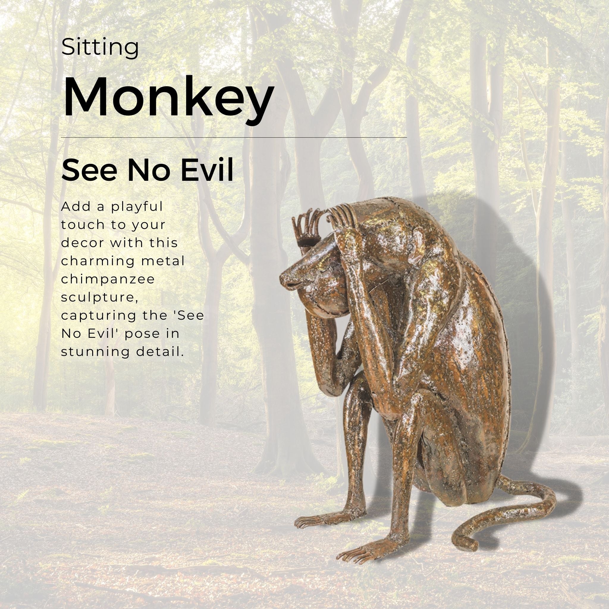 Natural Monkey (See No Evil) - Pangea Sculptures