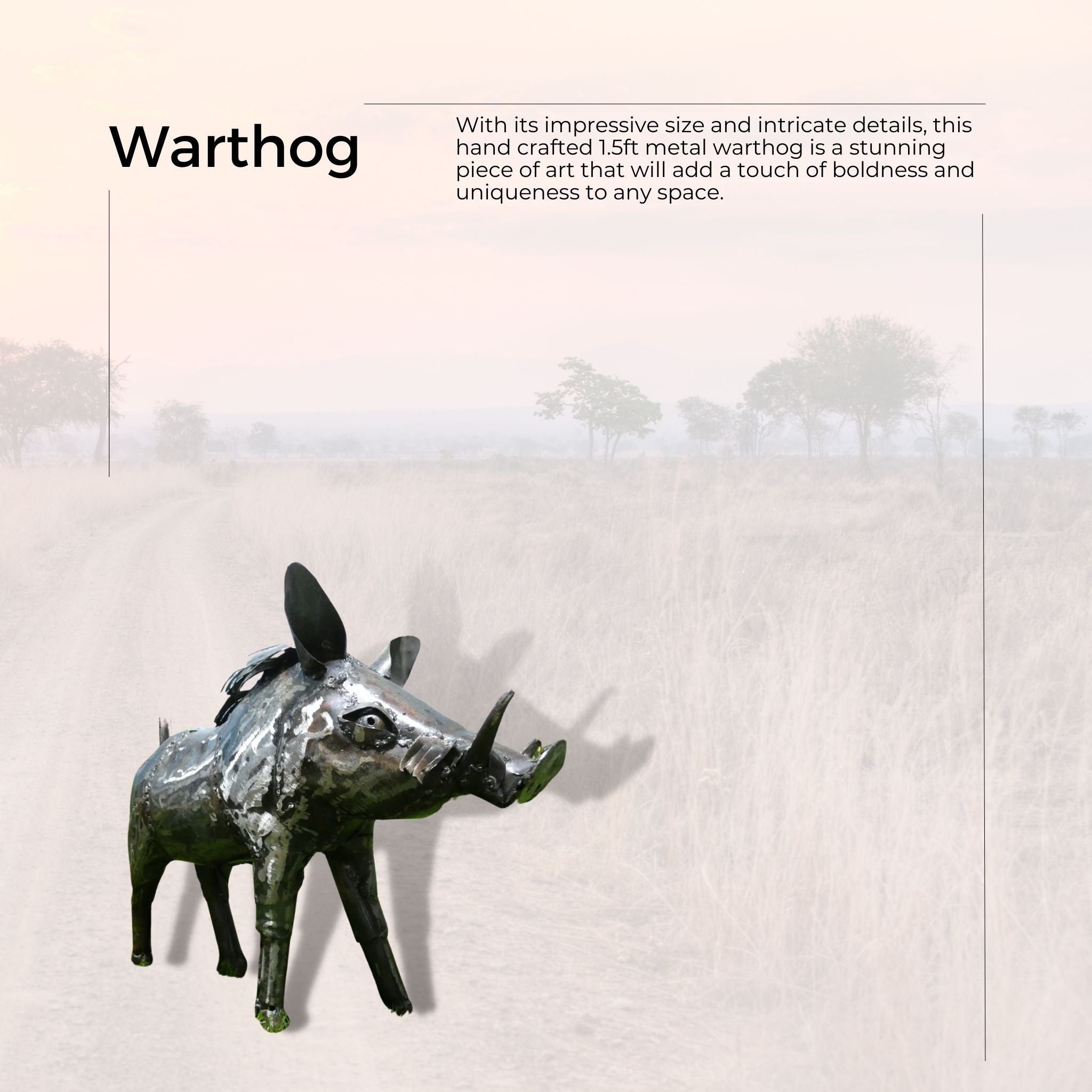 Natural Warthog - Pangea Sculptures