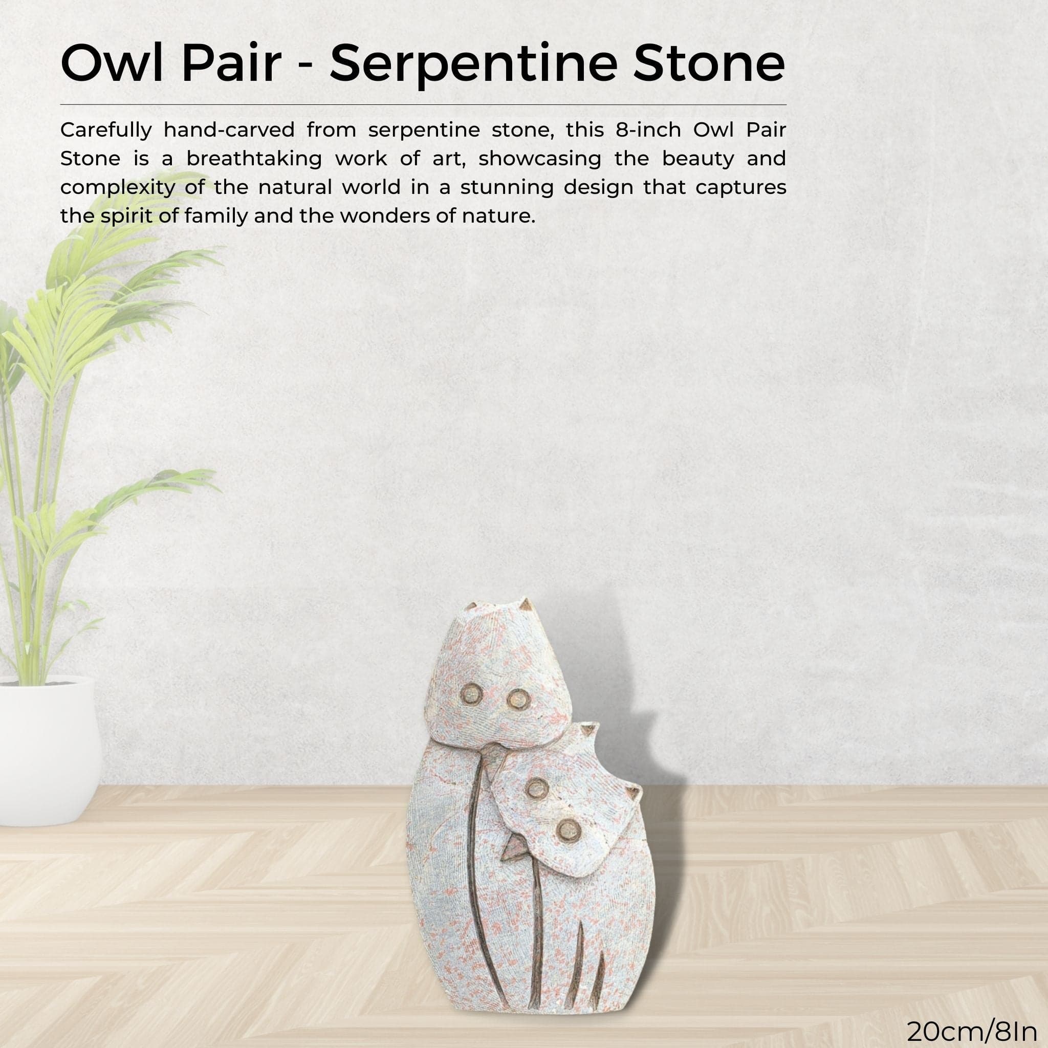 Owl Pair - Serpentine Stone (3 stones) - Pangea Sculptures