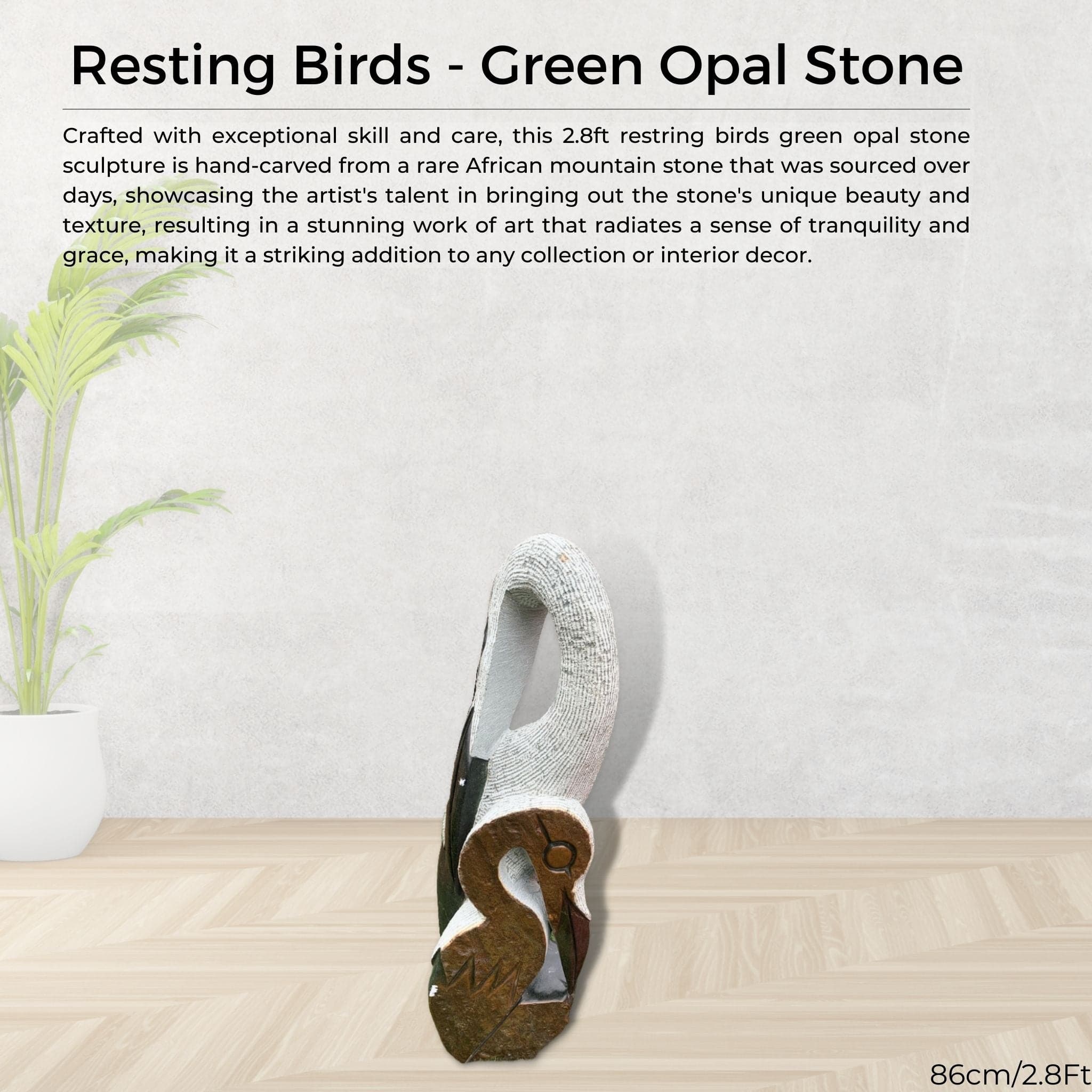 Resting Birds - Green Opal Stone - Pangea Sculptures