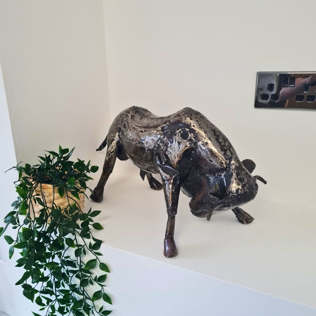 Small Natural Bull - Pangea Sculptures