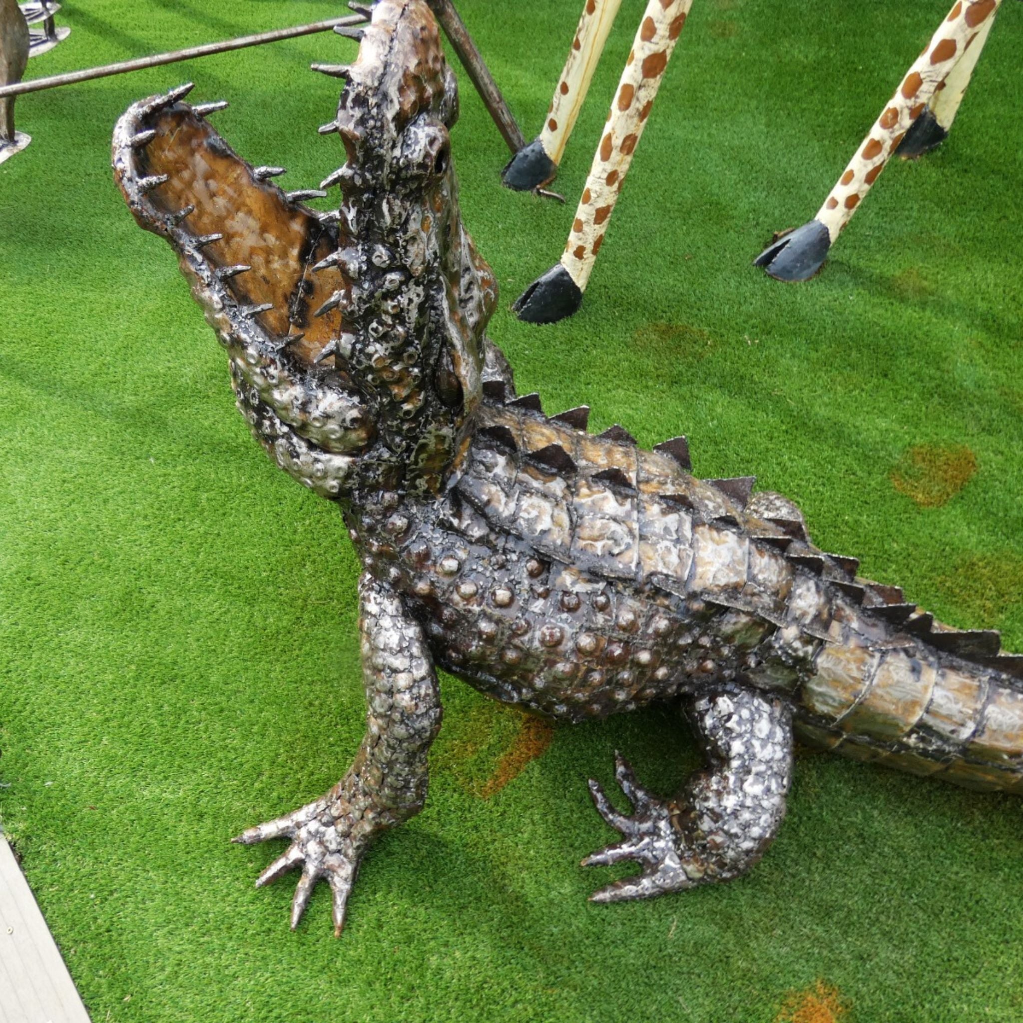 Standing Natural Crocodile - Pangea Sculptures