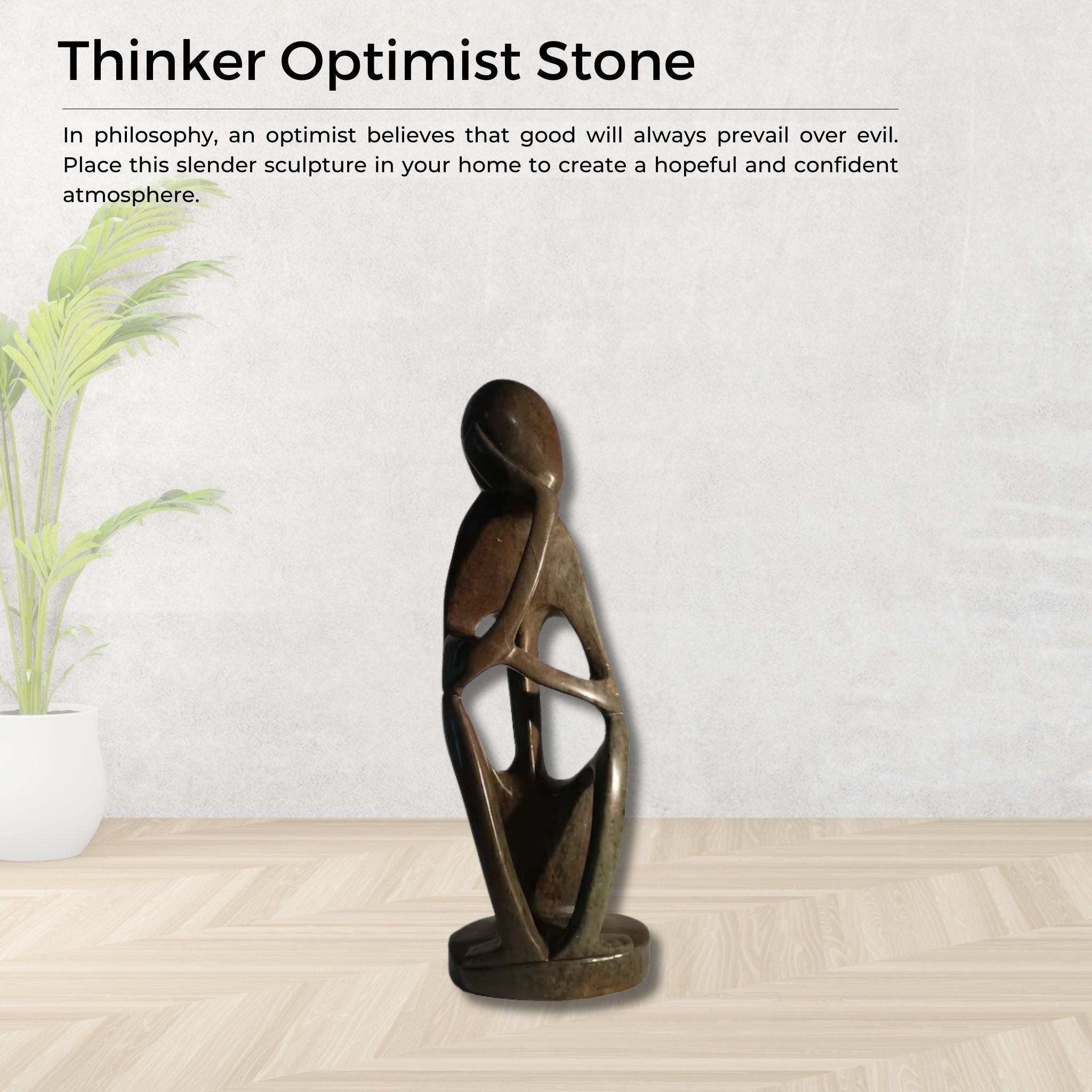 Thinker Optimist Stone - Pangea Sculptures