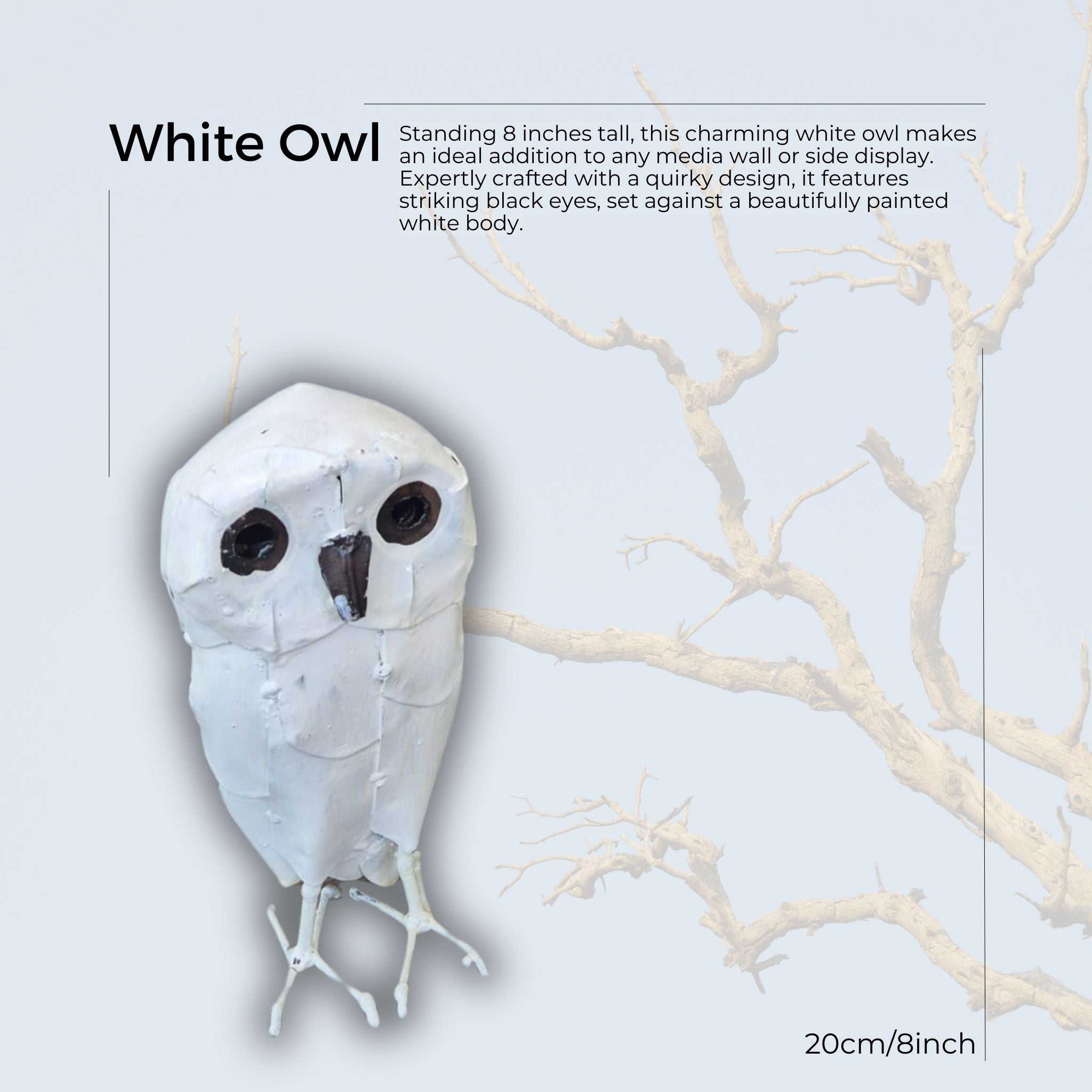 White Owl Metal Sculpture - Pangea Sculptures
